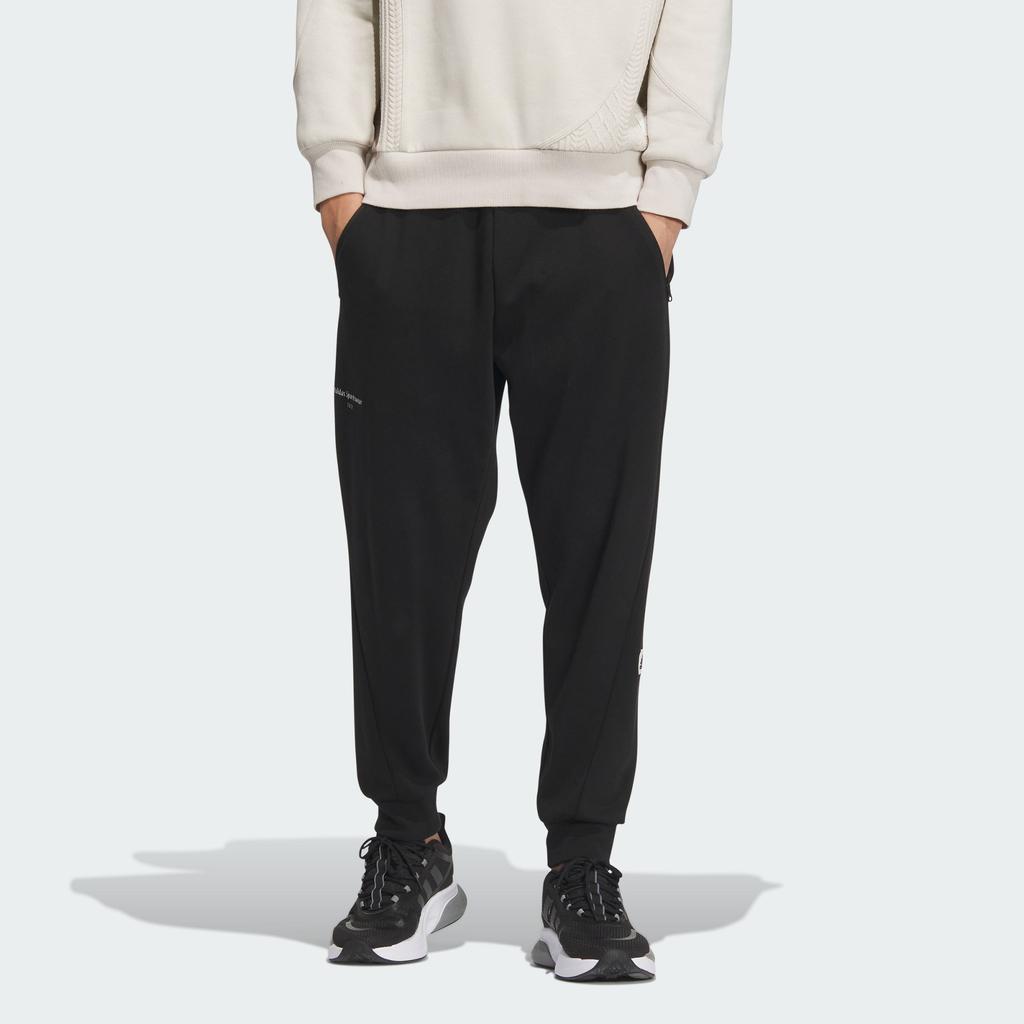 Adidas Solid Color Logo Elastic Waist Joggers Men Bottoms Black IP4971