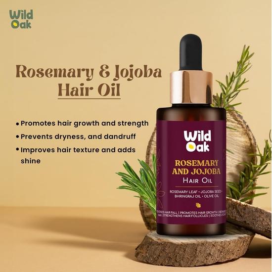 WildOak Rosemary, Bhringraj & Jojoba Hair Oil | Olive Extracts | Hair Growth, Strenghthening Hair Follicles,50ml - Pack of 2