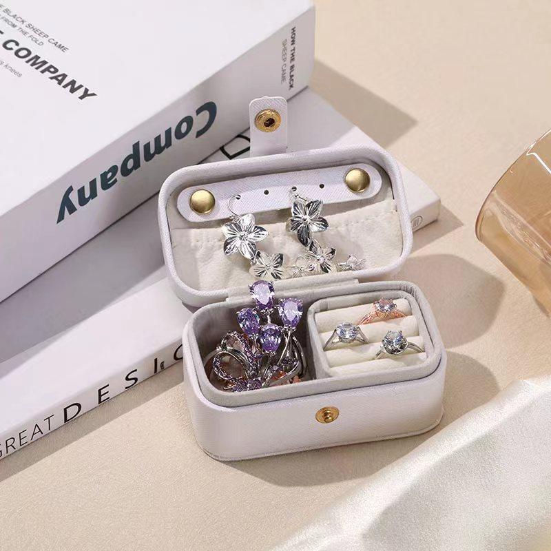 High-End Portable Mini Square Shape Jewelry Box Compact Ring Earring Storage for Travel Valentine s Day Gift Giving Cross-Border