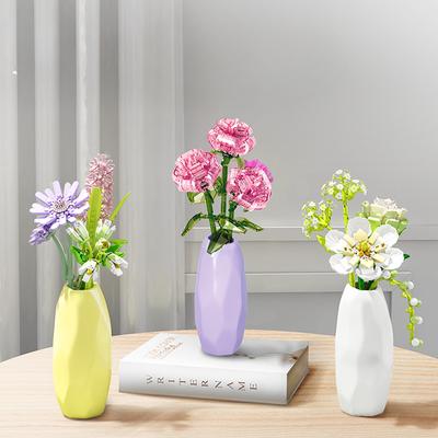 Simulovaná kytice a váza kompatibilní s puzzle sestavou, DIY dívčí hračky, dárky