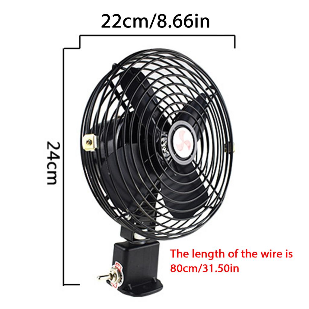 12V 24V Automotive Cooling Fan With Noise Reduction Technology For Long Drives In Cars Trucks RVs Boats And Buses 8 Inch
