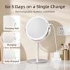 8-inch Double-sided Illuminated 10x Magnification Makeup Mirror with Metal Tabletop, Suitable for Home and Travel Use