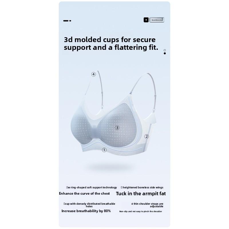 Ultra-thin Underwear - Summer Lightweight Women's Gathering Anti-sag Bra with Adjustable Breasts and Invisible Ice-silk Jelly Bra.