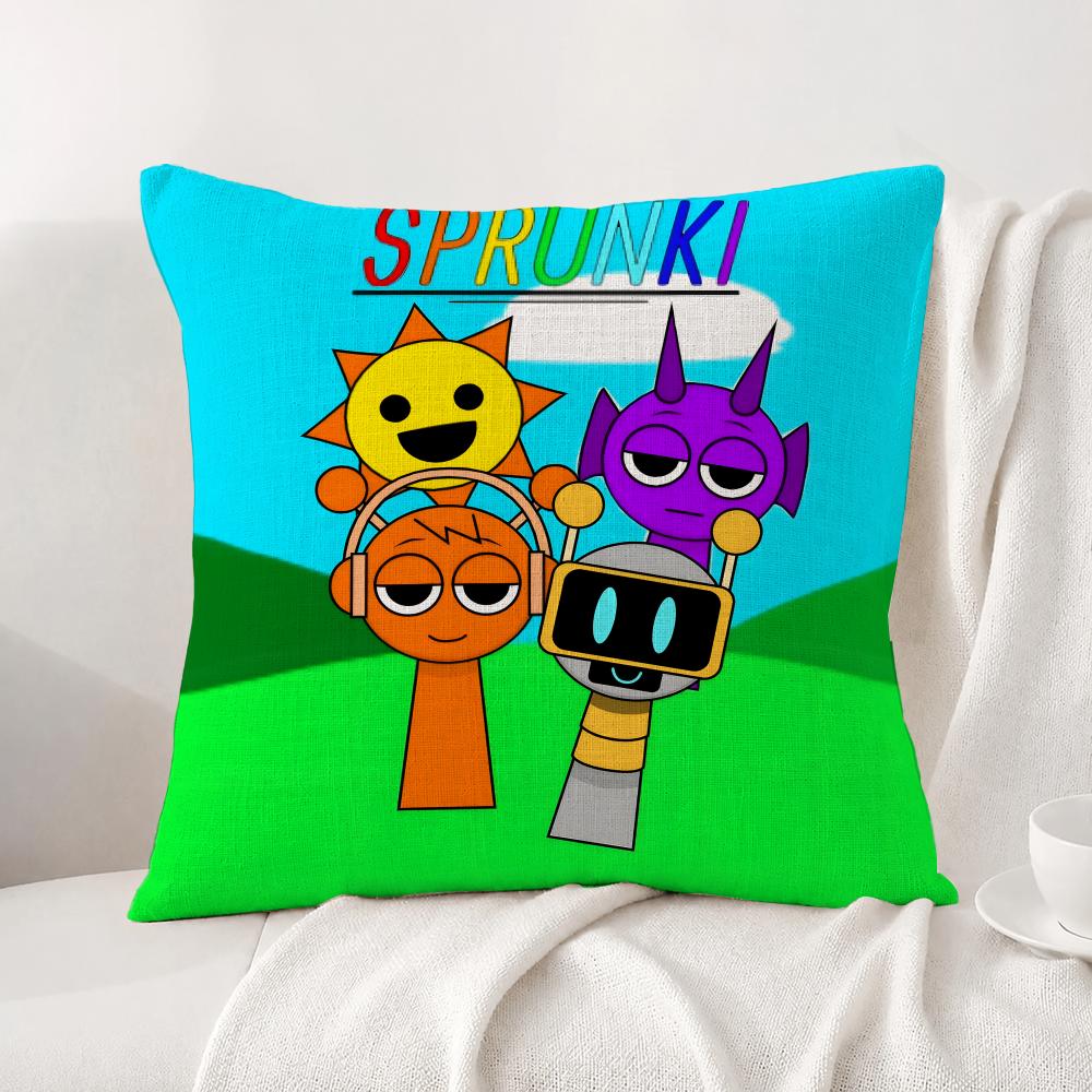 Game Sprunki Cushion Cover Natural Linen Pillowcase Set AllinOne Decor Cushion Cover for Sofa Bedroom Chair