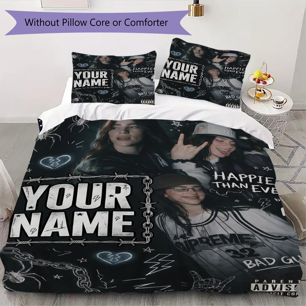Pielāgota nosaukuma Billie Eilish raksta gultasveļa