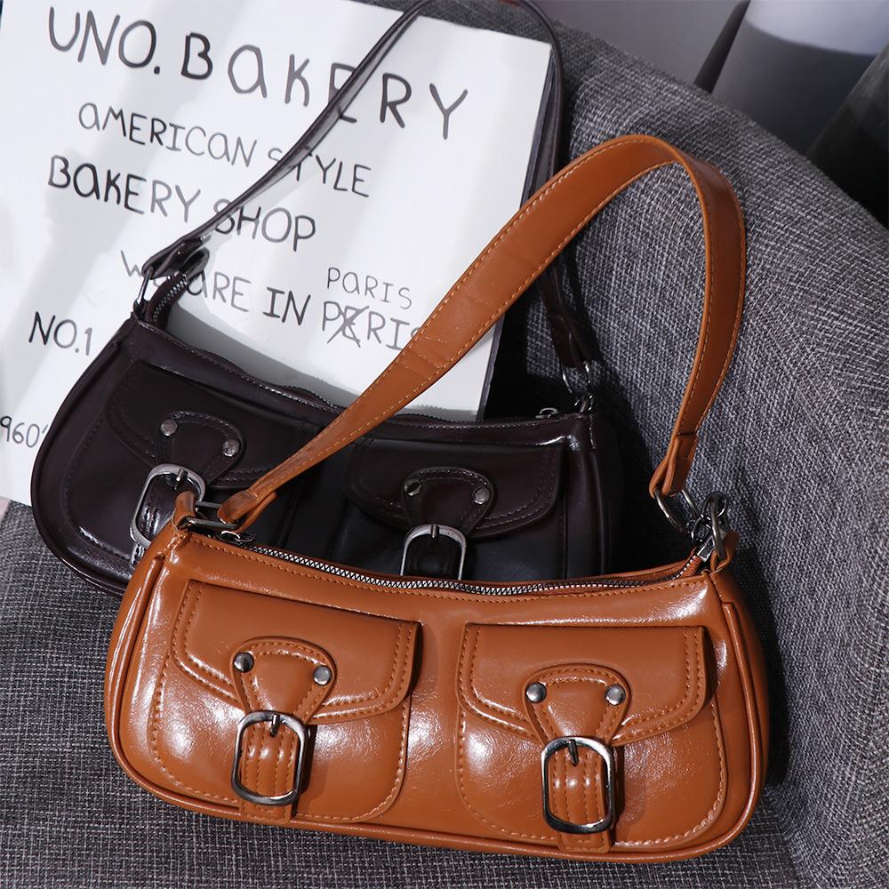 Y2K Buckle Armpit Bag Harajuku Spicy Girls Handbag Vintage Y2k Shoulder Bags  Female