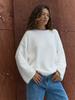 Faux Mink Velvet Sweater Women Crewneck Loose Fit Soft Knit Pullover Fall Winter New