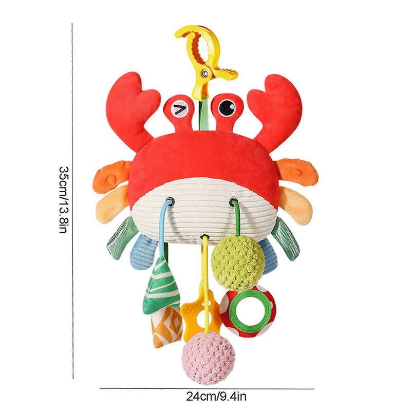 Puzzle Early Education Crab Pulling Rope Pulling Soothing Doll Bed Bells Handcart Baby Cart Ringing Pendant For 0-3 Year Old Baby Toy Playsets