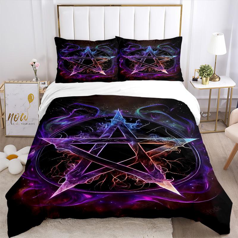 3pcs Witchcraft Symbol Bedding Set, Includes Without Pillow Inserts, Soft Comfortable Bedding Set,All-Season Use a0924041