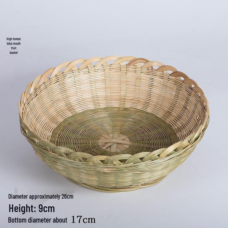 Handmade Bamboo Weaving Sieve Basket Storage and Snack Plate Set