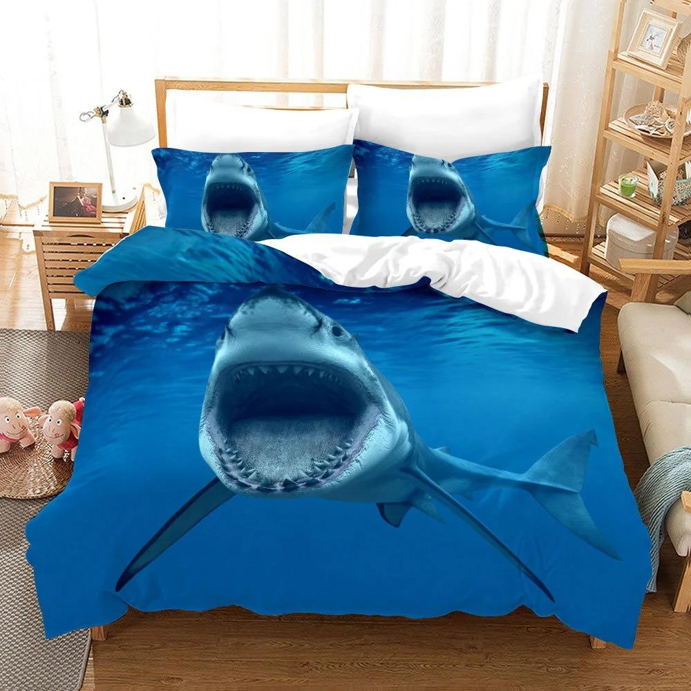 Dolphin Turtle Bedding Set 3D Print Quilt Cover 2/3 Pieces Bed Linen Sea Animals Scenery Comforter Set Kids Boys Duvet Cover Set