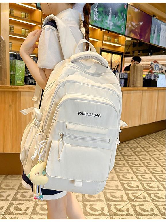 Versatile Candy Color Backpack: Lightweight, Spacious Double Shoulder Bag for Middle and High School Students