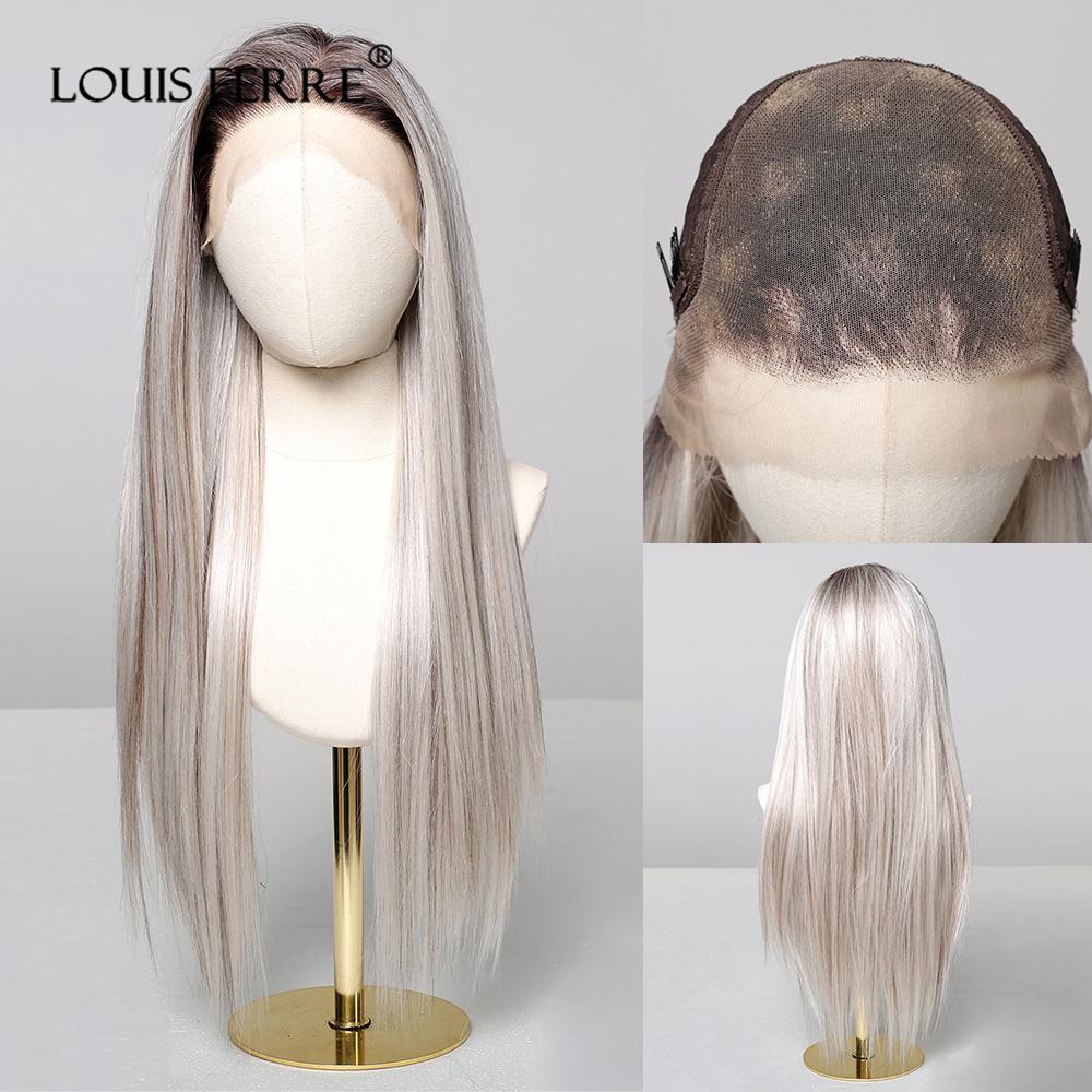 ALAN EATON Synthetic 13x6 Lace Wig Long Straight Red Platinum Wigs for Women Daily Party Cosplay Wedding High Density