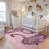 Minimalist Leopard Silhouette Themed Rug,Anti-Slip Mat with Blush Pink Base Living Room Bedroom,Chic Exotic Decorative Carpet