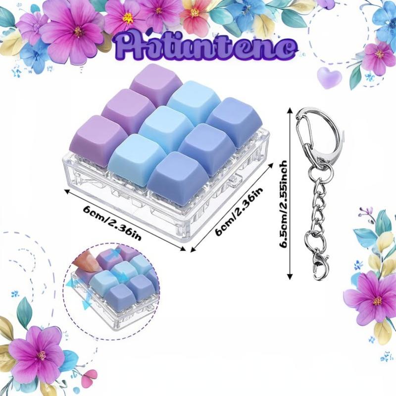 1Pcs Macaron Keycap Keychain Clicker Fidget Toy No Light Stress Relief Portable Desk Accessory For Kids Adults Party Gifts