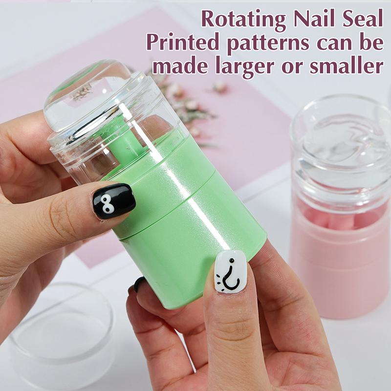 Rotatable Nails Art Stamping Plates Variable Pattern Size Silicone Fingertip Printing French Nail Seal Stamper Scraper Accessor