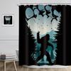 Bigfoot Shower Curtain Silhouette Mountain Forest Night Scene Rock Sign Nature Art Gothic Design Bath Decor Waterproof Fabric