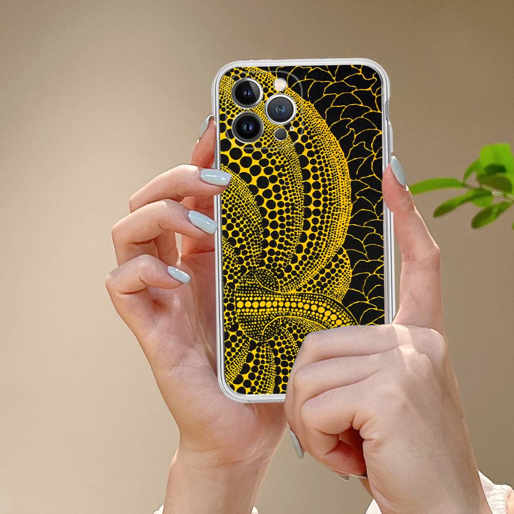 Yayoi Kusama Pumpkin Flower Art Phone Case For IPhone 17 16 15 Plus 14 13 Mini 12 11 Pro Max Soft Shell Cover