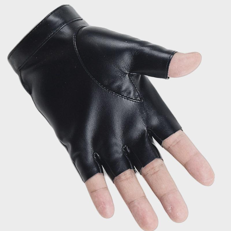 Foreign Trade Leather Half-finger Gloves Outdoor Riding PU Leather Men Four Seasons Driving Street Dance Nightclub Dancing Outdoor Anti-leather