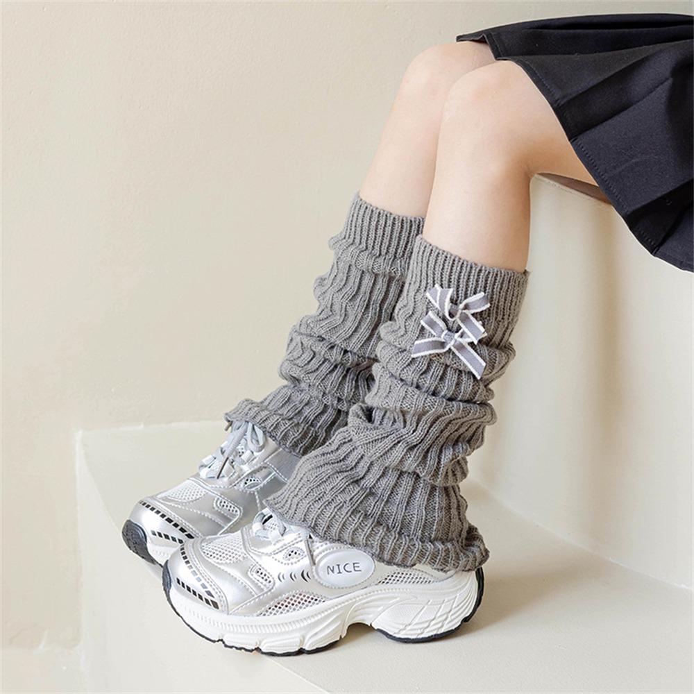 Soft Cotton Long Stockings Solid Color Pile Sock Sweet Knitted Socks  3-12 Year Children