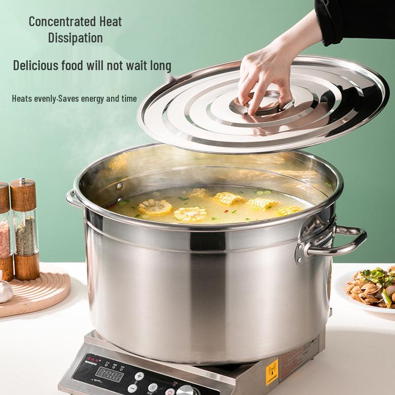 Large-Capacity Commercial Gas Noodle Cooker, Thickened Stainless Steel, Scalding Pot, Soup Barrel, Mala Tang Cooking Pot.