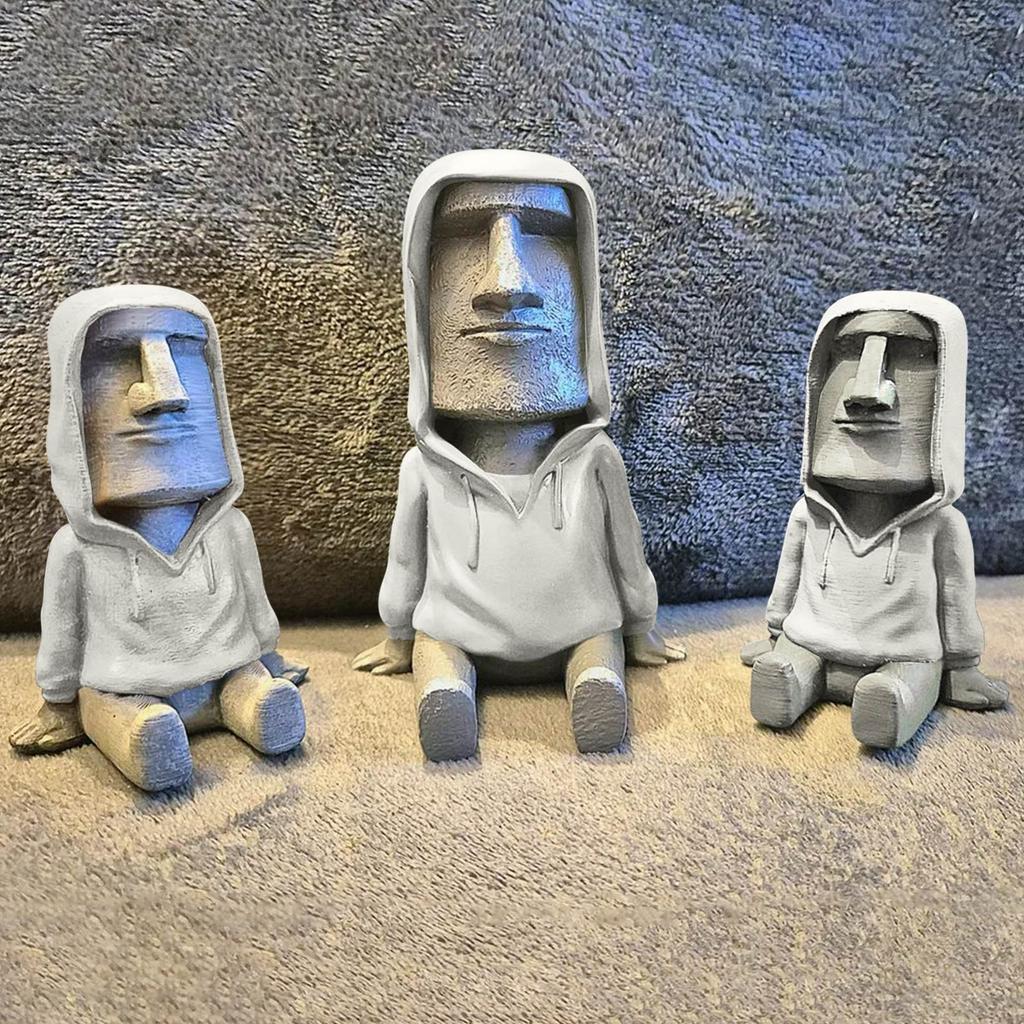Unique Statue with Red Hoodie Decor, Perfect for Office, Garden, or Desk Ornament
