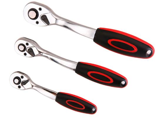 High Torque 72 Teeth Swivel Ratchet Wrench - 1/4", 3/8", 1/2" Drive Steel Socket Wrench with Quick Release
