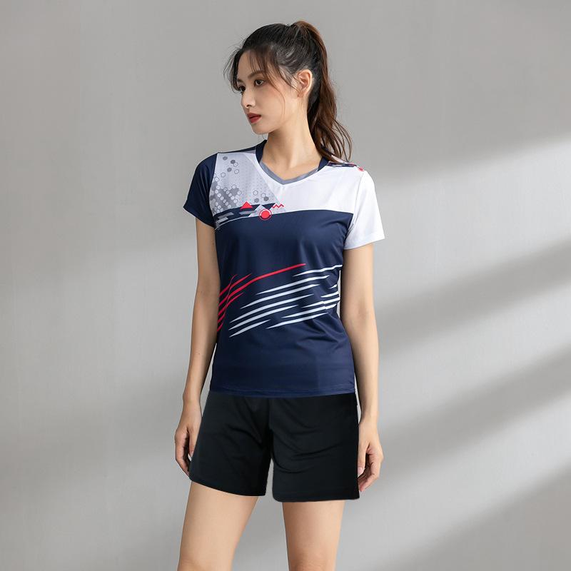New Badminton Jersey Suit Women's Training Sports Printing Short-sleeved Jersey Competition Special Air Volleyball Clothing Men