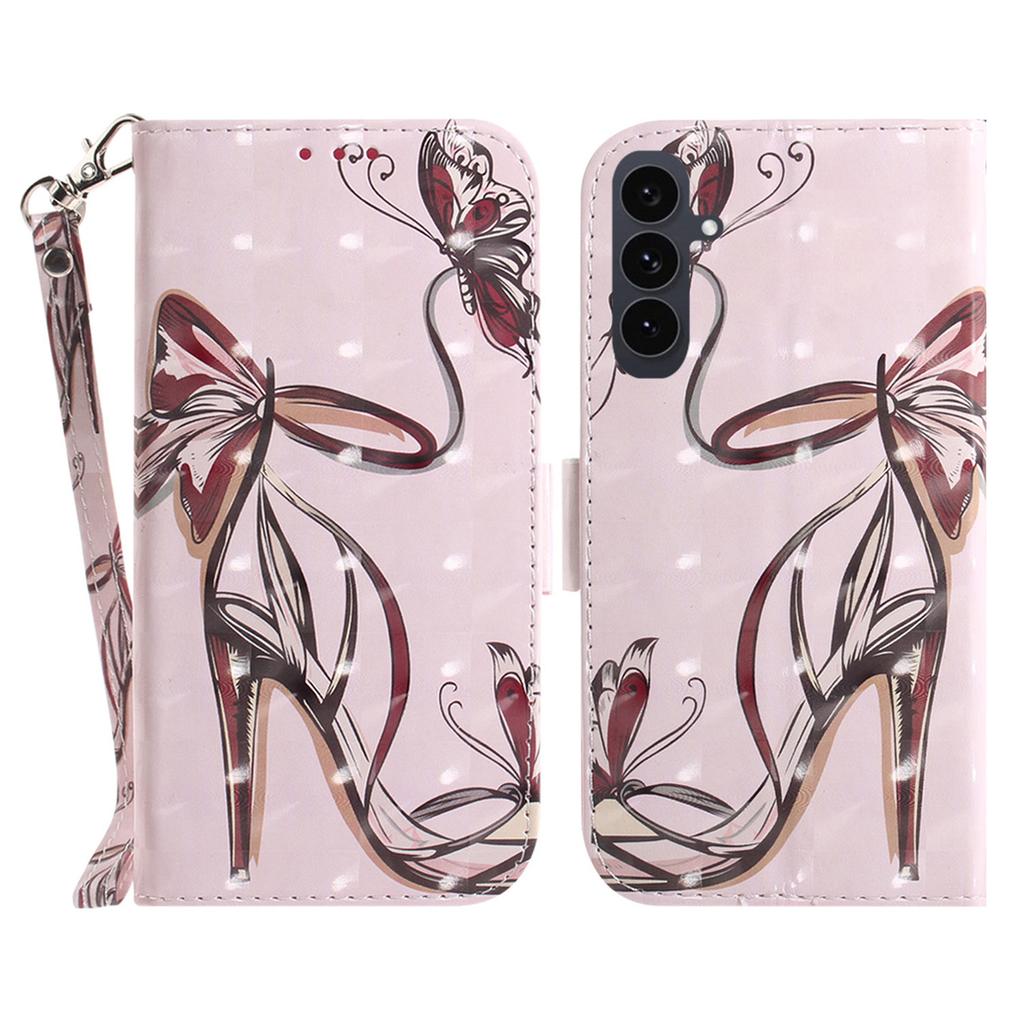 For Samsung Galaxy S25 FE Case Pattern Printing Leather Wallet Phone Cover with Wrist Strap
