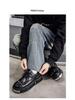 2025 Autumn Men's Black Derby Shoes - Korean Style Trendy Casual Leather with Height Increasing Thick Sole