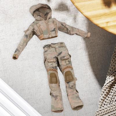 1/6 Scale Figure Hooded Coat with Pants Dress Up Casual Stylish Retro Long Sleeve Top Outfit for