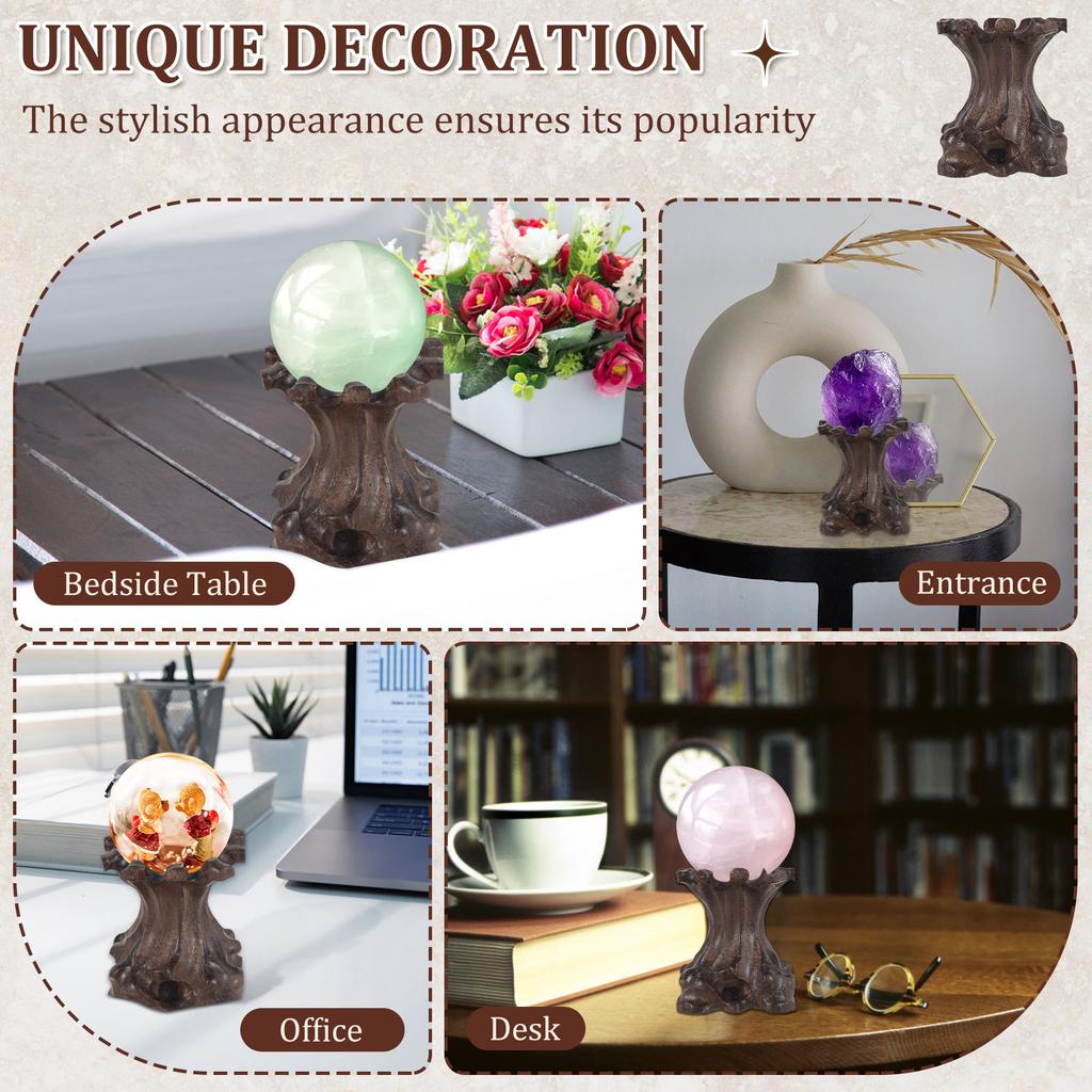 Crystal Ball Wood Rack Retro Display Stand Base  For Crystal Ball Collection Sphere Globe Stone Crystal Ball Holder Home Decor