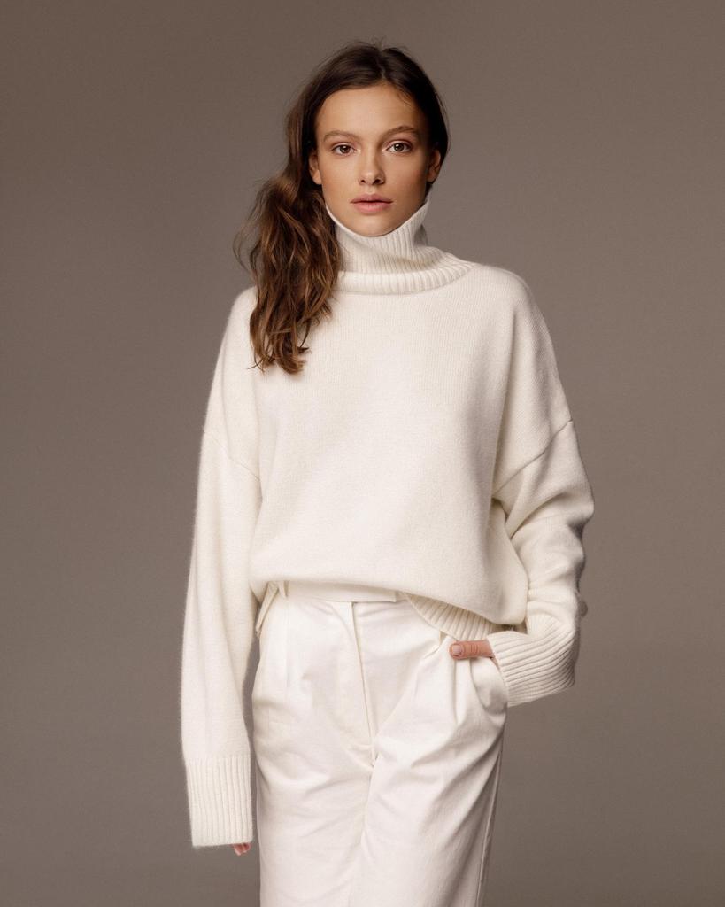European & American Women's Thick Knit Sweater - Autumn/Winter, Loose High Neck Pullover
