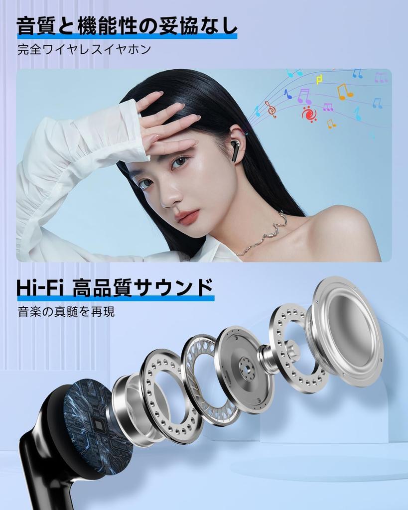 New Wireless Earphones Bluetooth Earphones V15 Compact and Lightweight Cordless Popular Up to 36 Hours Playback ENC Calling Microphone Automatic