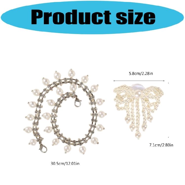 Pearls Embellished Shoe Chain Charm Bowknot Shoe Clips Footwear Jewelry Accessories For Women Sneakers Sandals