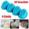 4 Hole Oval Massage Soap Silicone Mold DIY Multicavity Geometry Round Candle Resin Making Tool Cake Baking Mould Gift