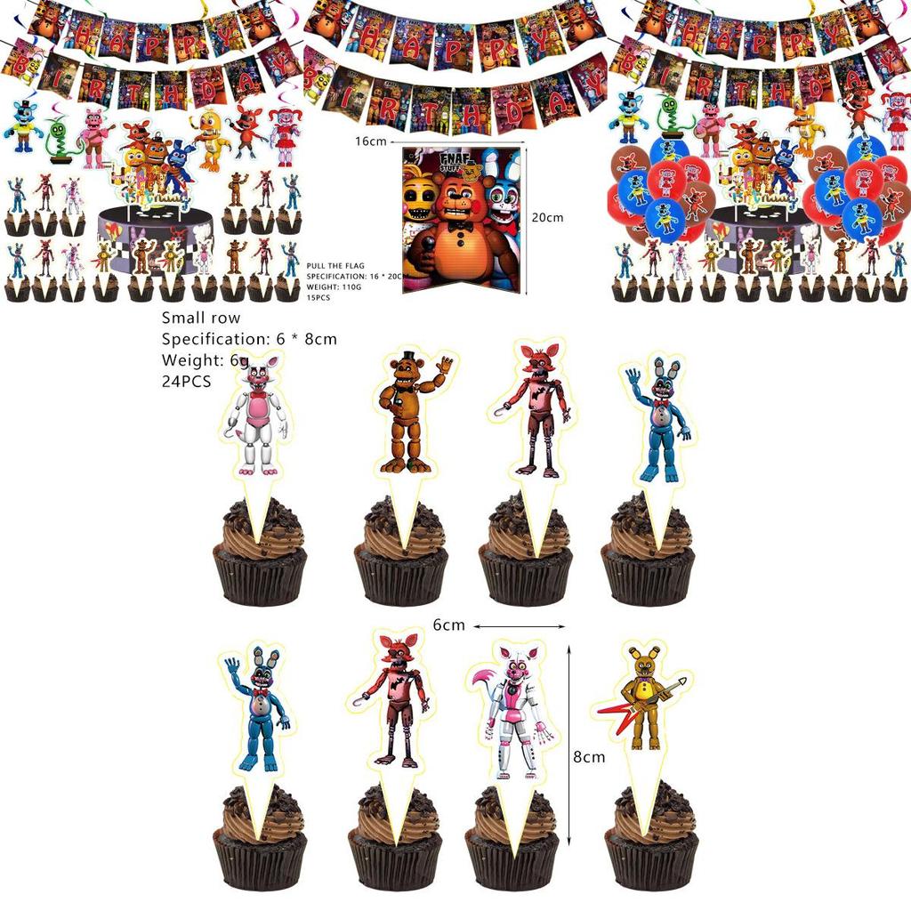 Vibrant Five Nights At Freddy's Balloon Banner For Enhanced Birthday Atmosphere