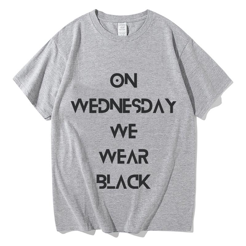 On Wednesday We Wear Black Letter Print TShirt for Unisex Summer Short Sleeve O Neck Tees Funny Pure Cotton Fashion Aesthetic Tops
