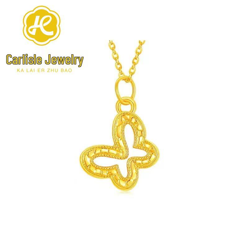 Shuibei 999 Fine Gold Slim Waist Necklace: 3D Hard Gold Women's Pendant Charm, Popular Live Broadcast Hot Seller.
