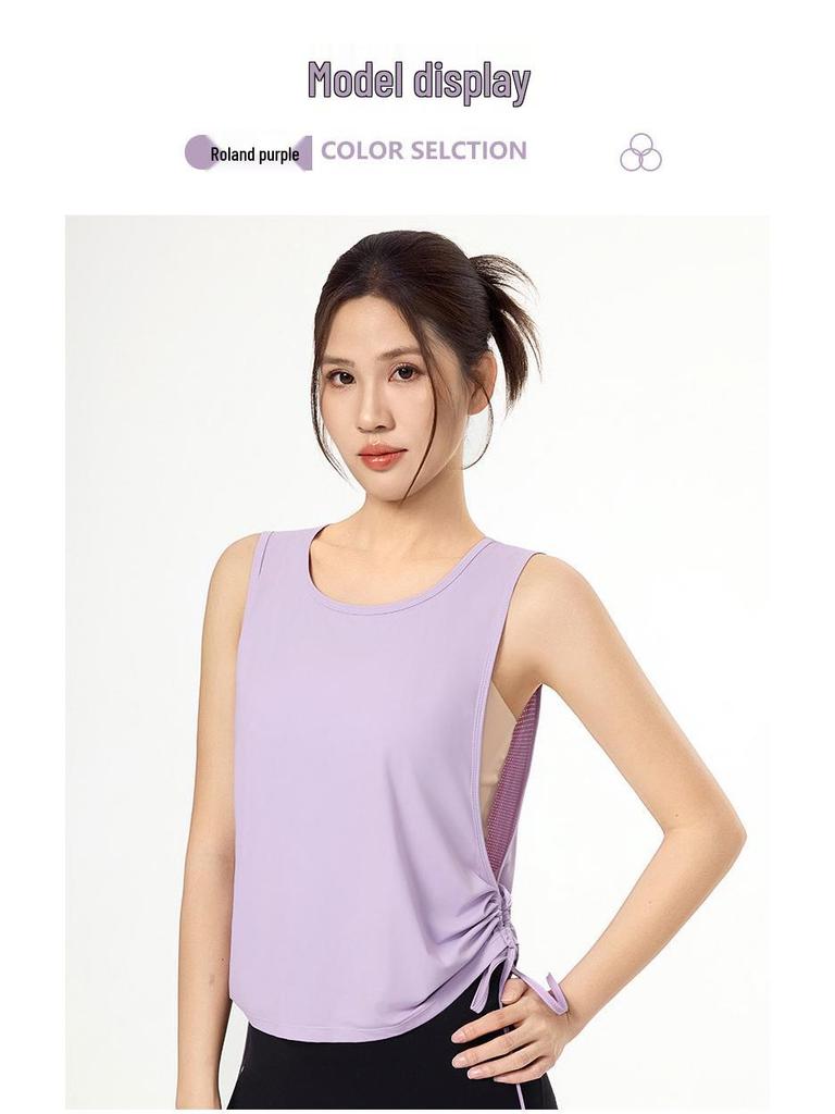 Women's Spring Summer Yoga Running Mesh Tank Top - Quick-Drying, Sleeveless, Loose Fit