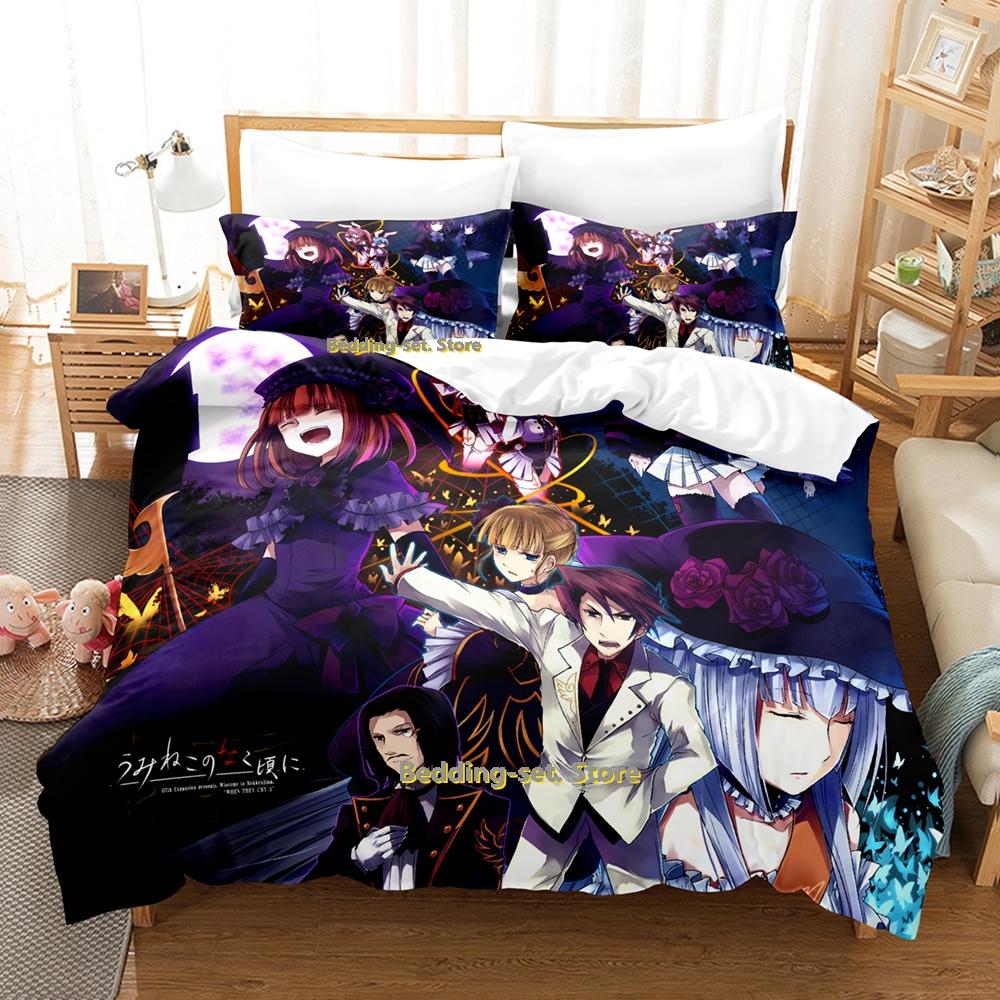 

2024 Umineko When They Cry Bedding Set Single Twin Full Queen King Size Bed Set Adult Kid Bedroom Duvetcover Set Anime Bed Sheet EU single(135x200cm)