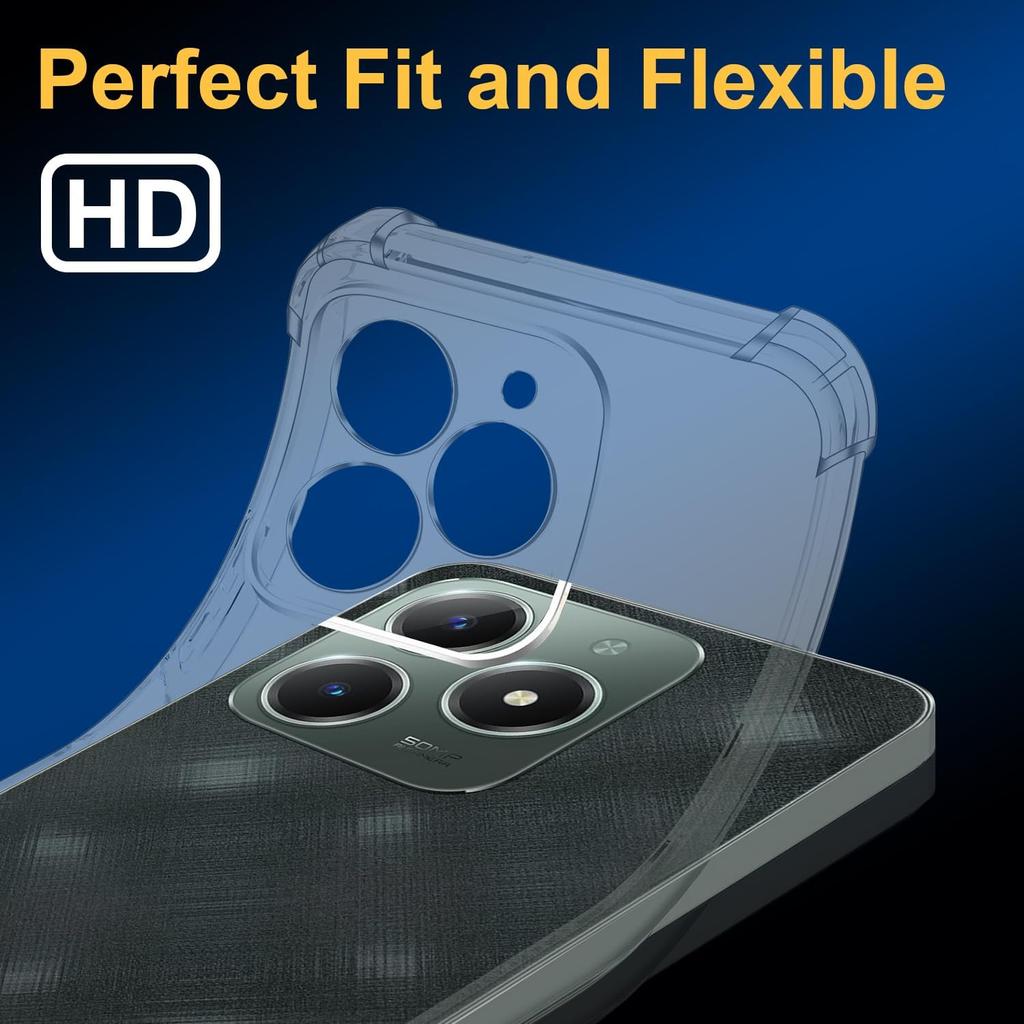 TPU Gjennomsiktig Deksel for Realme C63 4G C61 C65 C67 Note 60 50 Beskyttelsesdeksel Fire Hjørner Støtsikker Støtfanger Coque Fundas
