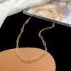Gold Thin Chain Choker: Titanium Steel Layered Necklace with a Niche Design