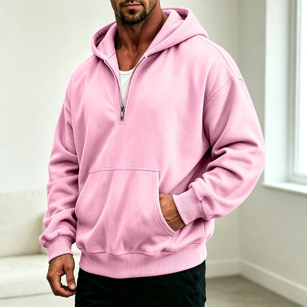 Herren Freizeit Kapuzenpullover mit Vierteltasche für den Alltag
