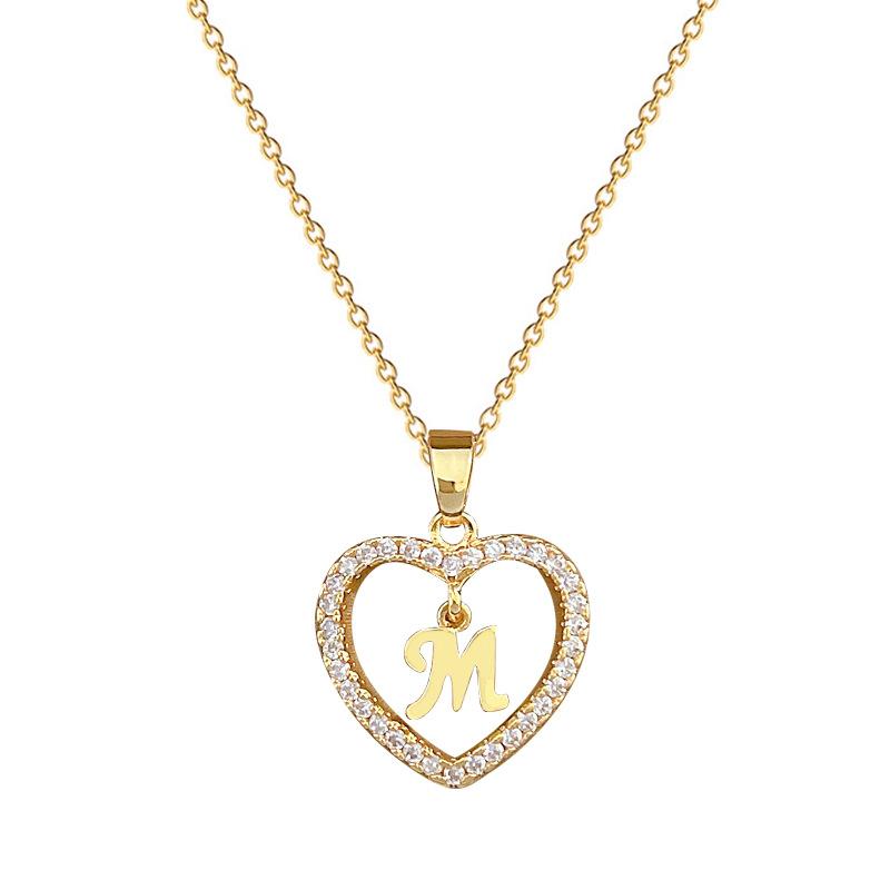 Titanium Steel Love Letters Full Of Diamonds Light Luxury Temperament Gorgeous Full Diamond Necklace Female Versatile Collarbone Chain