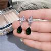 Xiaomi Huitan Elegant Women Drop Earrings Inlaid Shining White/green CZ Versatile Party Accessories for Lady Stylish Wedding Jewelry
