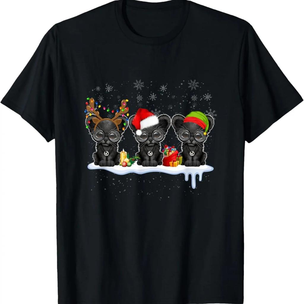 Weihnachtslichter mit Katzenmotiven, lustige schwarze Katzen, Weihnachts-T-Shirt mit Kätzchen