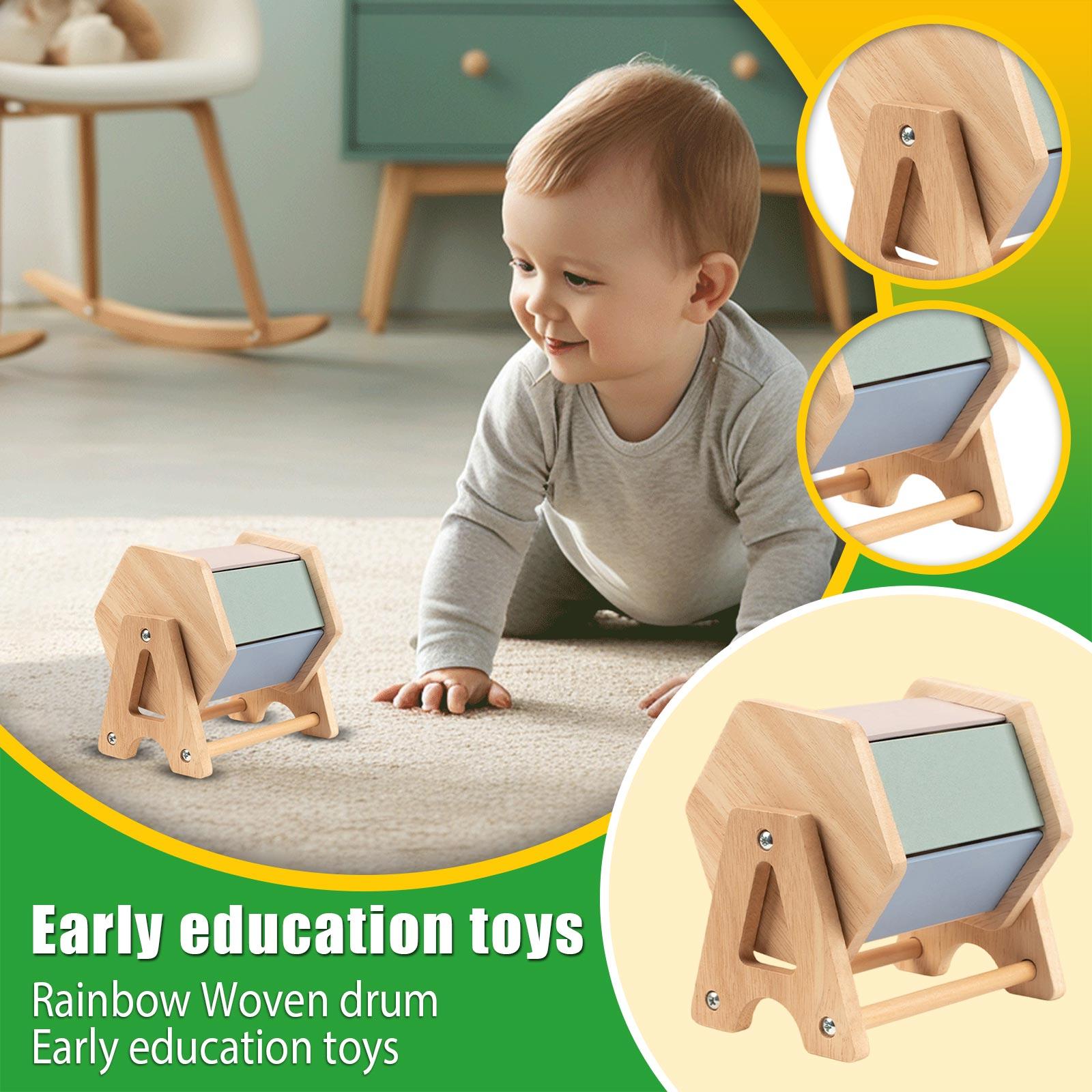 

Weaving Drum Early Learning Toy - Wooden Rotating Drum For Babies & Toddlers 0-3 Years One Size