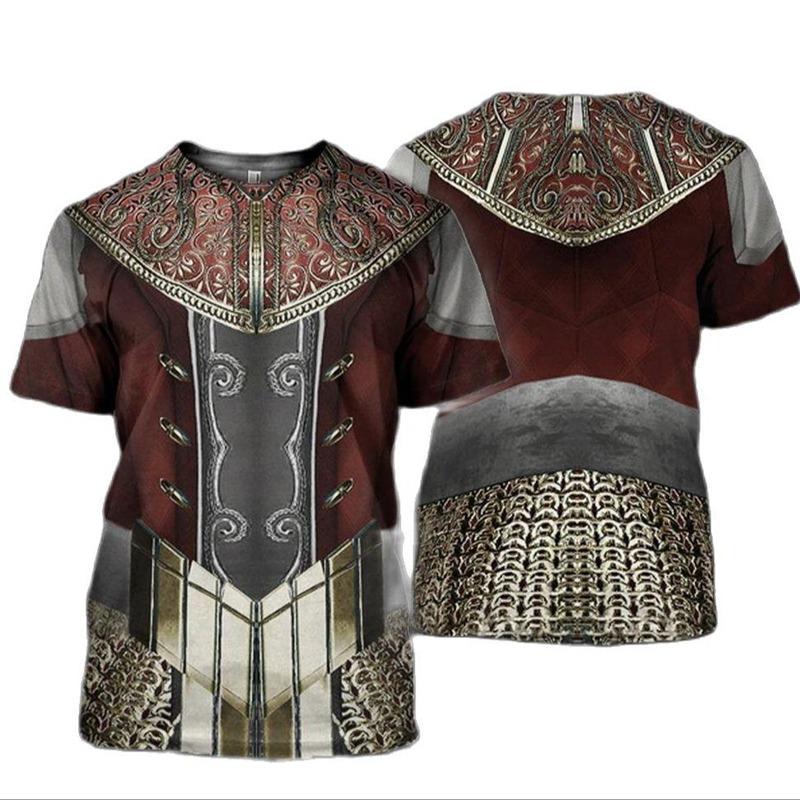 3D Print Knight Armor Cosplay T-shirt For Men New In Men's Casual O-neck Short Sleeve T Shirts Streetwear Funny