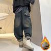 Boys' Fleece-Lined Jeans: Spring/Autumn 2025 Collection - Casual, Thick, and Stylish Long Pants for Kids